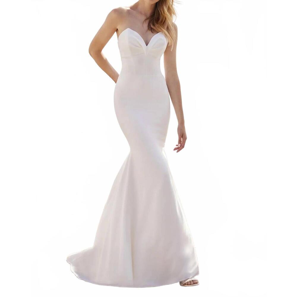 NEW MIKAELLA BRIDAL crêpe and tulle wedding dress in natural
